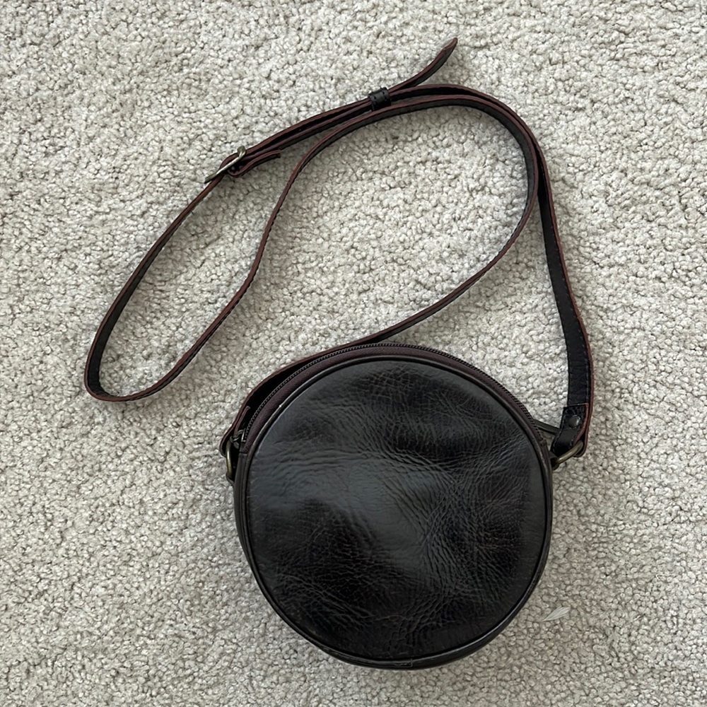 Dark brown leather satchel